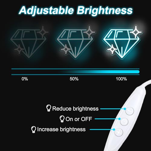 Image of Diamond Neon Sign Alluring Brightness Sparkling Sapphire Diamond LED Light | USB Powered Dimmable LED Light for Jewelry Makeup Stores Bars Parties & Home Decor Gift for Lover 13 inchx14.8 inch
