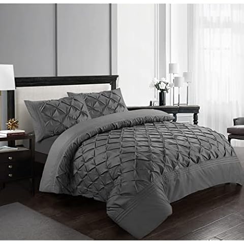 Pintuck Duvet Cover Set with Pillowcases Cover