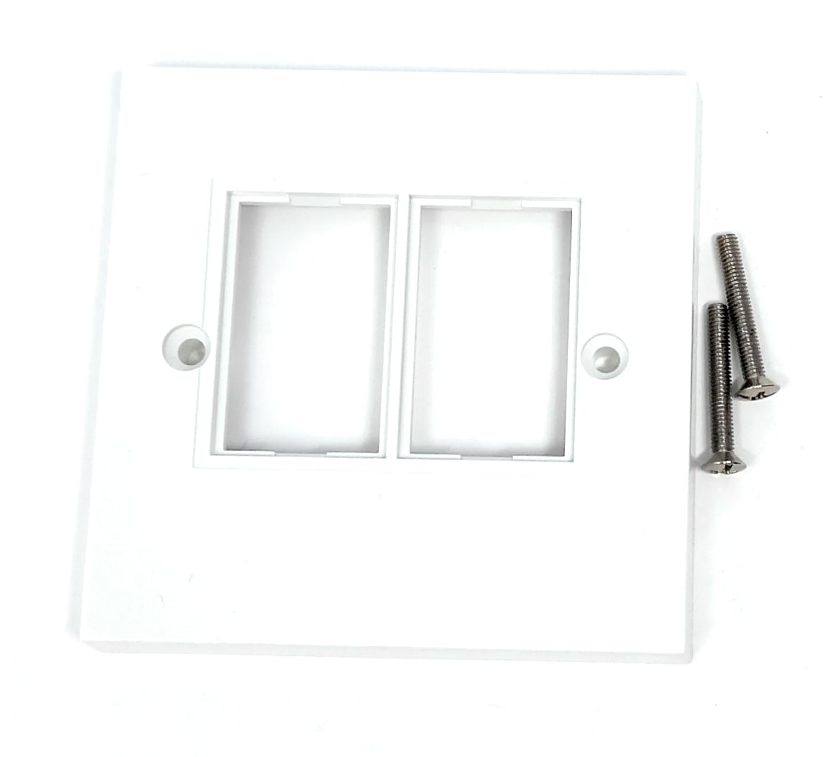 Euro Module Wall Plate Faceplate Frame with Screws – Compatible with Standard Euro UK Modules (Single Gang 2 Port)