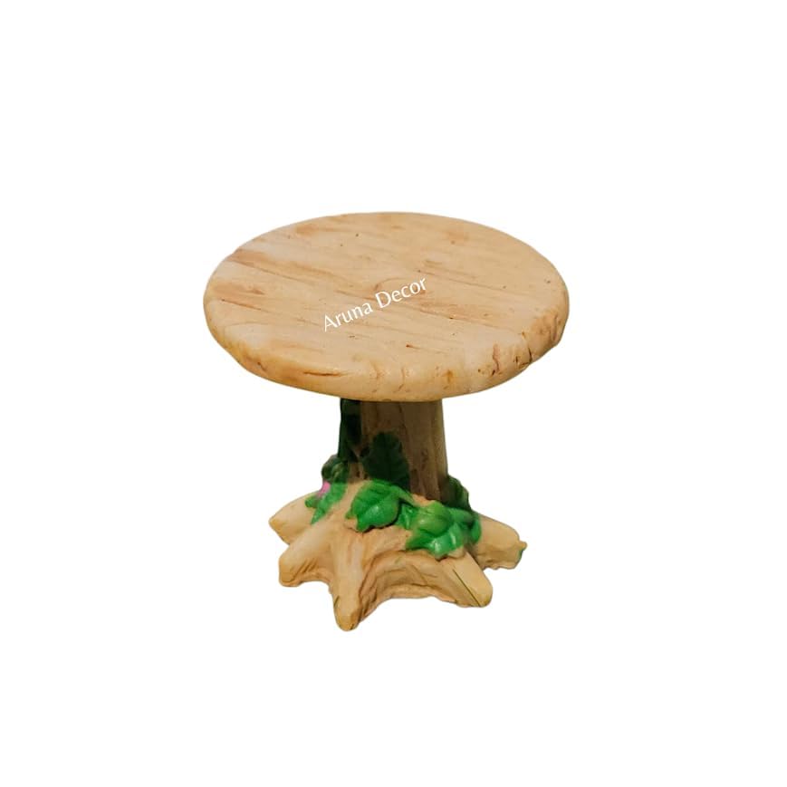 Image of Miniature Table Chair Set for Kids, Garden Decor, Doll House Accessories, Miniature Garden Decoration, 4cm (Brown Chair Table)