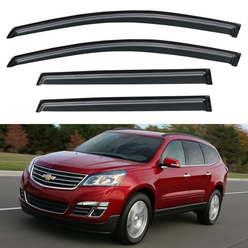 Image of Window Visors Rain Guards Shield for 2009-2017 Chevy Traverse, Out-Channel Window Vent Wind Deflectors Visors Shades for 09-17 Traverse