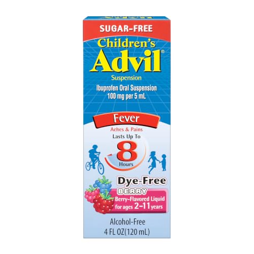 Childrens Advil Pain Reliever and Fever Reducer Dye Free and Sugar Free Ibuprofen Oral Suspension Berry Flavored - 4 Fl Oz