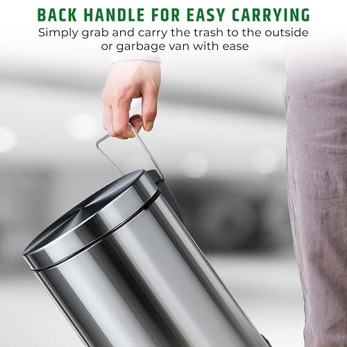 Image of Robustt Dustbin with Pedal - 5L | Silver Stainless Steel trash can | 7 Inch (W) x 10 Inch (H) | Small Trash Can for Bathroom, Bedroom, Toilet, and Kitchen | Durable & Corrosion-Resistant - Pack of 1