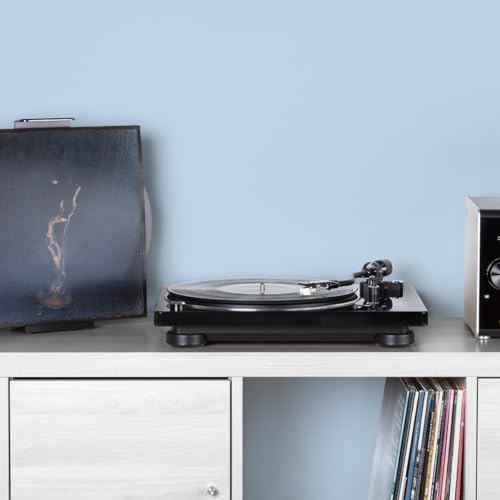 Image of Denon DP400 Record Player, Modern Turntable for 33-1 /3, 45 and 78 RPM Vinyl Records, Stereo RCA Output, Phono Preamp Output with Equalizer, Auto Speed Sensor and Special Tonearm