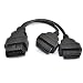 iKKEGOL 30cm/12 OBD2 OBD II Splitter Extension Y J1962 16 Pin Cable Male to Dual Female Cord Adapter
