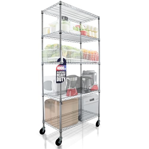 Heavy Duty Metal Shelving Unit with Wheels