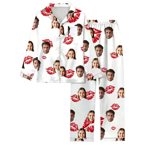 Pijama de San Valentín unisex para parejas con estampado de corte casual en algodón
