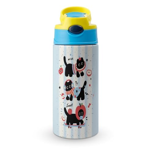 可愛い 猫 子供 水筒 ウォーターカップ 魔法瓶 スポーツボトル ポップアップ 漏れ防止 ステンレスボトル ティーカップ 保温 保冷 携帯便利 旅行 通勤 通学 大人 子供用 人気 プレゼント 350ml
