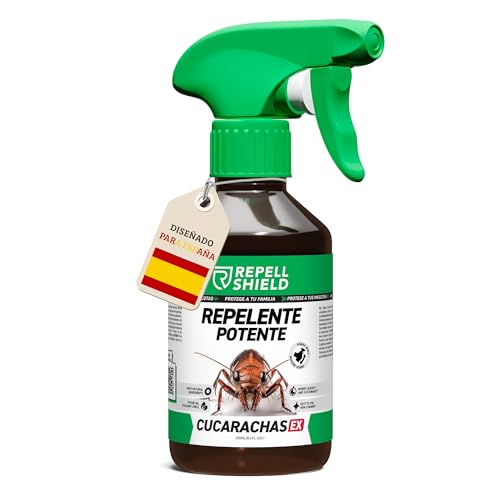 RepellShield® Spray Anti Cucarachas - Uso Interior y Exterior - Aplica en Baños, Cocina, Terrazas - Repelente Cucarachas Natural - Alternativa a Trampas Cucarachas, Insecticidas, Gel y Veneno - 250ml