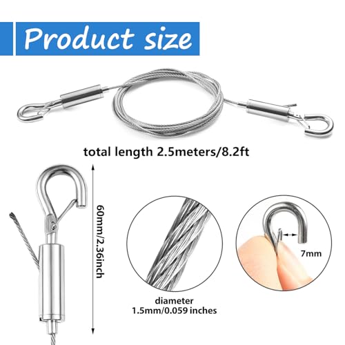 Image of 2Pcs Adjustable Picture Hanging Wire Kit,3.3FT Stainless Steel Wire,Supports Up to 66lbs -Perfect for Hanging Mirrors,Picture,Frame,Artwork,Lamps,Basket,Signs,Heavy Duty Mirror,Art Frame