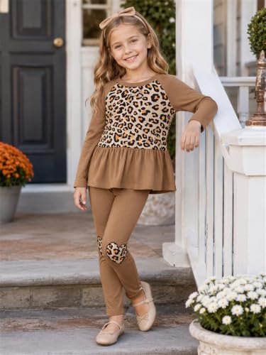 Image of Little Girls Clothes Sets - Cute Sweatshirts Top Shirt & Leggings 2 Piece Kids Fall Winter Outfits Toddler Clothing
