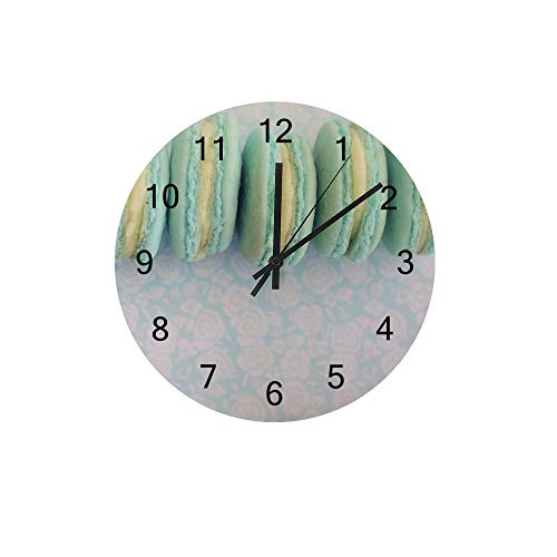 RuChen Macarons Horloge murale moderne en bois avec couvercle en bois 30,5 cm | À quartz fonctionne sans tic-tac Horloge silencieuse et colorée pour la maison et la...