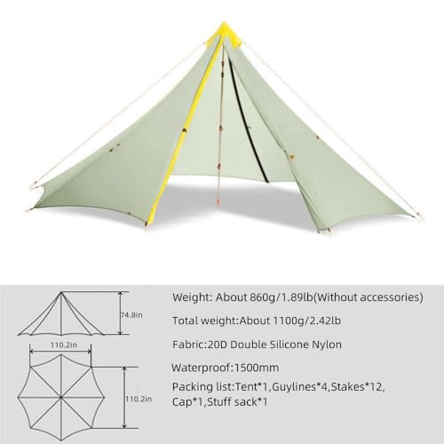 Carpa Pirámide para 2 Personas, Ultraligera para Camping miniatura 3
