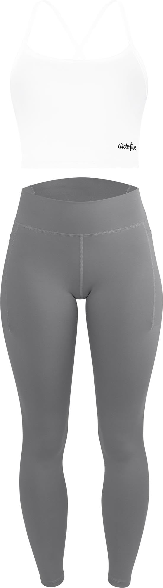 normani Damen Sport Set 2-teilig – High Waist Leggings mit Handytaschen & Sporttop mit integriertem BH – Leichte Stützkraft, Blickdicht & atmungsaktiv für Fitness, Yoga & Training