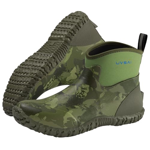 Image of Men's Waterproof 5.3-inch Ankle High Garden Shoes Rain Boots Slip-On Footwear for Gardening Farming Lawn Care Yard Work