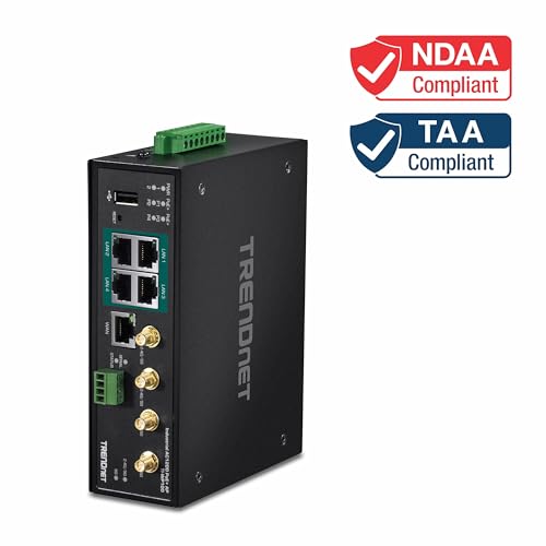 Image of TRENDnet Industrial AC1200 Wireless Gigabit PoE+ Router, TI-WP100, IP30 Housing, Dual-WAN, Dual-Band WiFi, VPN, Inter-VLAN Routing