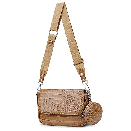 YALUXE Femme Petits sacs à bandoulière avec porte-monnaie Fermeture Éclair Multi Chaîne Dorée chaîne-Abricot, L, (18001053-8eu)