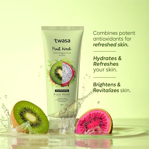 Image of Twasa Dragon Fruit & Kiwi Fruit Face Wash For Brightening, Hydrating & Glowing Skin | Gentle Cleanser With Antioxidants & Vitamin C | Reduces Dullness & Improves Skin Texture | For Men & Women - 100ml