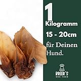 BREERs Getrocknete Rinderohren mit Muschel für Hunde 1 Kg aus eigener Deutscher Herstellung, Kauartikel für Groß & Klein