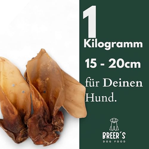 BREERs Getrocknete Rinderohren mit Muschel für Hunde 1 Kg aus eigener Deutscher Herstellung, Kauartikel für Groß & Klein
