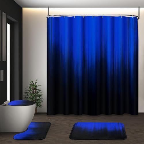Tayney Bathroom Sets with Shower Curtain and Rugs, Set of 4, Gothic Ombre