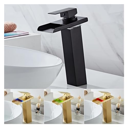 Grifo de cascada alto para renovar el lavabo del baño con luces LED indicadoras de calor 6