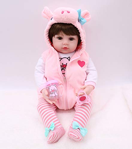 WAWA-HAOKEAI Outfit for 22-24 inch Reborn and Newborn Baby Dolls Handmade Doll Clothes fit for Toddler Girl Dolls Matching Photos pcs Sets Accessories with Embroidered (WW2029) - Thumbnail 2