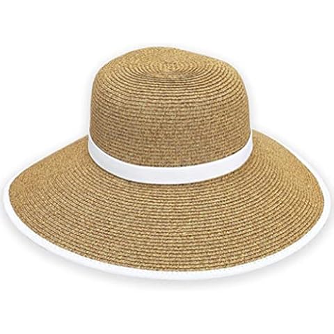 Sun 'N' Sand French Laundry Straw Sun Hats for Women - Backless, Foldable, and Packable Hat - Beach Hat for Women - 4" Brim - White Cover