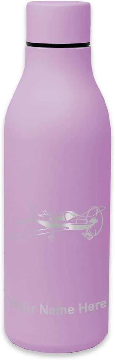 LaserGram Double Wall Stainless Steel Water Bottle, Low Wing Airplane, Personalized Engraving Included