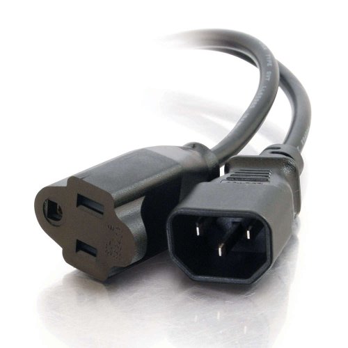 C2G 03149 18 AWG Monitor Power Adapter Cord - IEC320C14 to NEMA 5-15R, TAA Compliant, Black (15 Feet, 4.57 Meters)