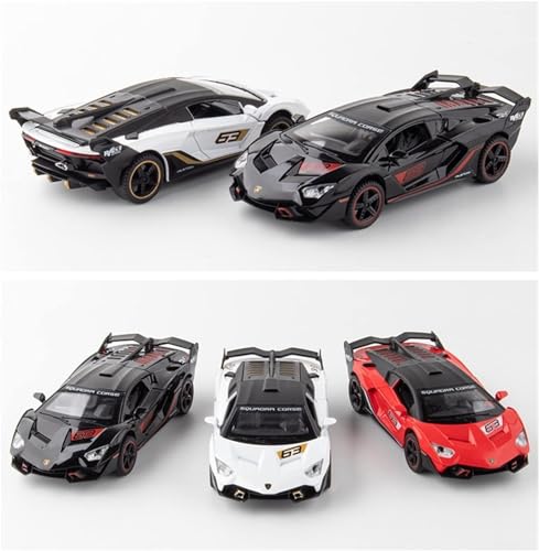 Image of Metal Pull Back Diecast Car 1:32 Lamborghini Sc18 Alston Pull Back Car Model with Sound Light Boys Gifts Toys for Kids. (Red)