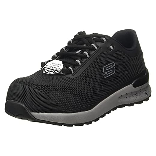 Skechers Bulklin Lyndale, Zapatos de Trabajo Hombre, Negro (Black Textile/Synthetic), 45.5 EU