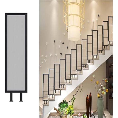 barandilla escalera Barandilla de escalera interior en forma de U, pasamanos de metal con montaje lateral y cristal for villas, balcones, pasillos y pisos, color negro. madera(90cm)