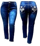 Jack David Women's Plus Size Blue/Black Curvy Stretch Flap Pocket Skinny/Bootcut/Cargo Denim Jeans Pants