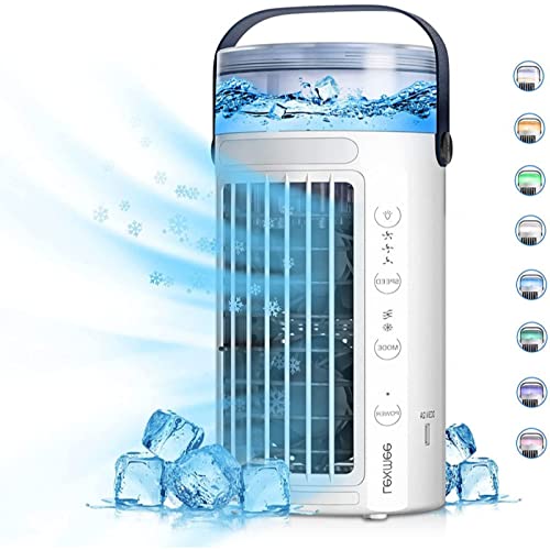 Genérico Ventilador Portátil Recargable, Enfriador De Aire 4 En 1, 3 Velocidades De Viento Ajustables, Humidificación Y Purificación Multifuncional, Adecuado Tanto para Dormir como para Trabajar