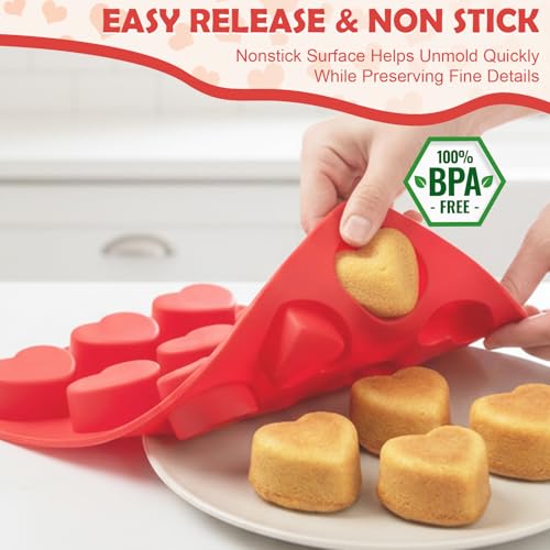 Image of HKNMTT 2Pcs Silicone Heart Molds for Chocolate Muffin 12-Cavity Nonstick