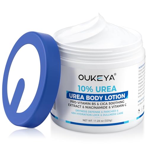 Image of OUKEYA Urea Cream for Dry Chapped Skin with 10% Urea Deep Moisturizer Body Lotion, Softens & Soothes Hands Elbows Feet Hydrates Locks in Moisture, Fast Absorbing & Non-Greasy, 11.28 oz Large Capacity
