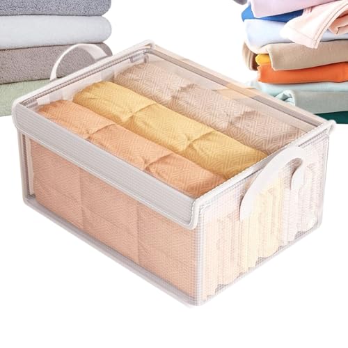 Jlobnyiun Organizadores de almacenamiento para mantas, organizador de almacenamiento para ropa con tapa transparente, apilable y multifuncional, para organización, mudanza, armario, lavandería