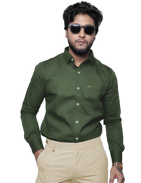 Image of Men's Slim Fit 100% Cotton Solid Full Sleeve Shirt | Premium Casual & Formal Wear for Men