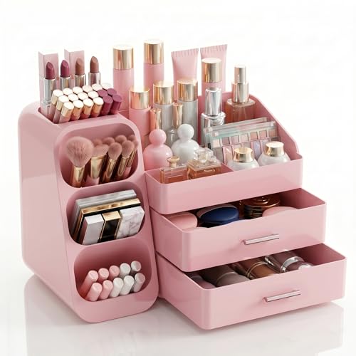 KQJS Makeup Organizer with Drawers,Large Capacity Countertop Organizer for Vanity,Bathroom and...