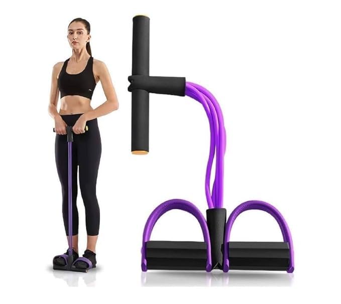 Zerolex Multifunction Rope, 4-Tube Elastic Yoga Pedal Puller Resistance Band, Natural Latex, for Abdomen/Waist/Arm/Leg Stretching Slimming Training