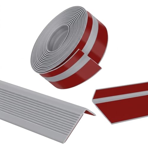 Nez de marche en vinyle gris haute résistance de 1,9 m pour nez d'escalier intérieur