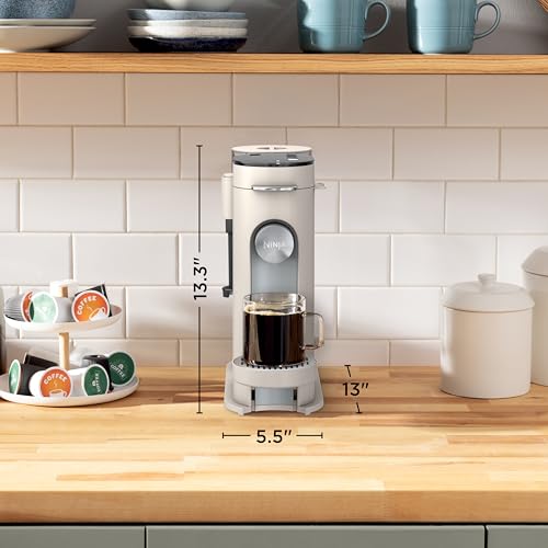 Ninja Pod & Grounds | Coffee Maker | XL Single-Serve | K-Cup Pod Compatible | Brews Grounds | Compact Design | Built-In Milk Frother | 68-oz. Reservoir, 6-oz. Cup to 24-oz. Mug Sizes | Stone |PB055AST - Image 4
