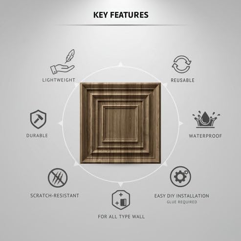 Image of Kayra Decor 3D PVC Wall Panels for Bedroom & Living Room | Accent Design | Oak Wood Color | 19.7 x 19.7 Inch | Pack of 18 | 42.48 Sq Ft
