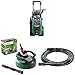 Bosch Home and Garden High Pressure Washer AdvancedAquatak 140 & Bosch AquaSurf 280 Multi-Surface Patio Cleaner & Bosch F016800361 6m Extension Hose, Green
