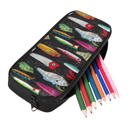 Image of Fishing Lures Pencil Case for Men Women,Large Capacity Pencil Box for Boys Girls,Pencil Case Pouch with Zipper for School Work Travel