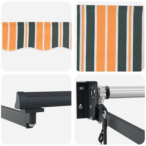 Auvent rétractable électrique 3,5x2,5m | Stores extérieurs de terrasse vert jaune - 8