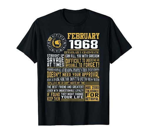 Orgulloso nacido febrero Acuario 1968 regalos de cumpleaños Camiseta