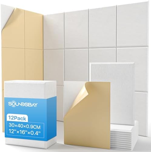Soundsbay 12 Pieces Self-adhesive Acoustic Panels, Sound Absorber...