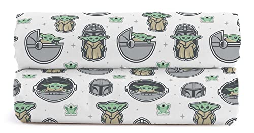 Star Wars Mandalorien La Plus Belle Prime Set de draps Housses Enfant 90x200 cm, 100% Coton, lit 1 Personne - Lot de 2 - Convient Parfaitement aux Lits de...